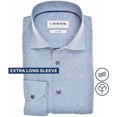 Ledûb Overhemd Extra Long Sleeve Allover Multi Mini Dot Mouwlengte 7 Midden Blauw / male
