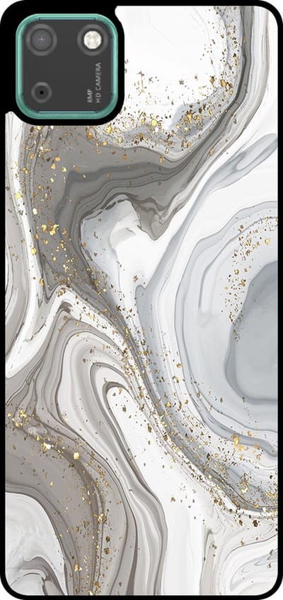 Smartphonica Telefoonhoesje Geschikt voor Huawei Y5P met marmer opdruk - TPU backcover case marble design - Zilver geschikt voor Huawei Y5p