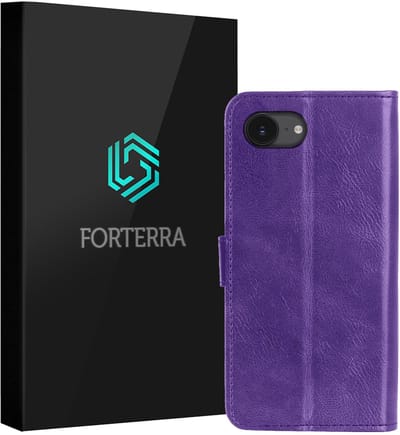Hoesje Geschikt voor Apple iPhone 16e - Luxe Bookcase - Walletcase Hoes - Portemonnee - Cover - Paars