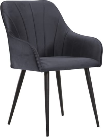 Soof&Tess - Set van 6 - Ferrara Eetkamerstoel - Antraciet - Fluweel - Velvet - Industrieel - Met armleuning - Easy Clean Stoffen - Hoge Kwaliteit
