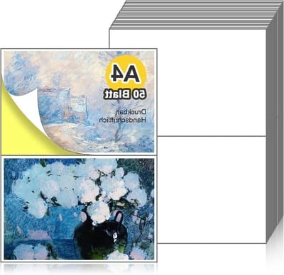 Zelfklevend papier A4, 50 vellen, ideaal voor labels, printen met laser en inkjet, 148,5 x 210 mm