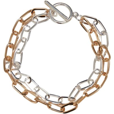Urban Classics Armband - Tweekleurige gelaagde armband - voor Vrouwen - goudkleurig-zilverkleurig