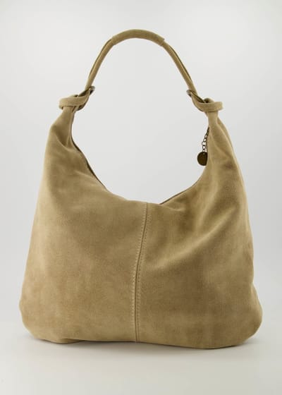 Teatro - Suez - Schoudertas - Handtas - Groot - Suede - Leer - Zand