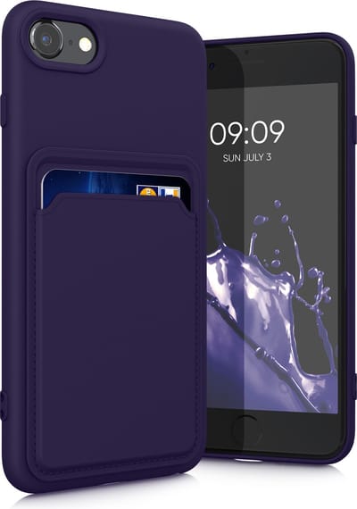 kwmobile telefoonhoesje geschikt voor Apple iPhone SE (2022) / SE (2020) / 8 / 7 - Hoesje met pasjeshouder - TPU case in Baltisch blauw