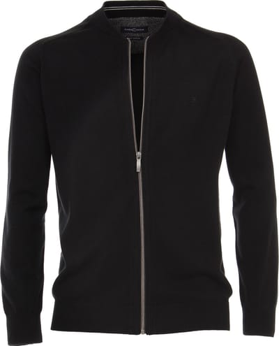 CASA MODA heren vest katoen - met rits - zwart