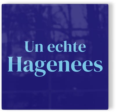 Tegeltje Den Haag Un echte Hagenees - donkerblauw lichtblauw - tegeltje stad - tegeltje met tekst