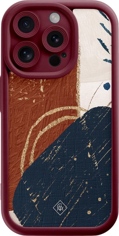 Casimoda® hoesje - Geschikt voor iPhone 14 Pro - Abstract Terracotta - Effen telefoonhoesje met lensbescherming - Siliconen/TPU - Backcover - Rood