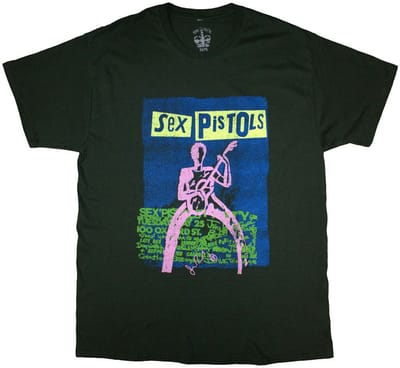 Sex Pistols - Guitar Cartoon Heren T-shirt - L - Groen