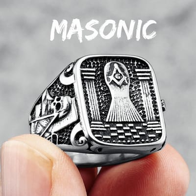 Vrijmetselaars Doodskop Ring 316L Roestvrij Staal Heren Skelet Vrijmetselarij Rock voor Rider Mannelijk Vriend Sieraden Beste Cadeau Dropshipping 11 white