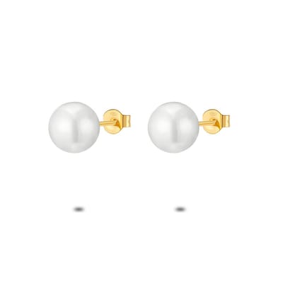 Twice As Nice Oorbellen in 18kt verguld zilver, parel 10 mm