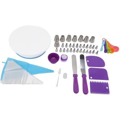 Taart Draaitafel Set Decoratietafel Decoreren Spuitmondje Siliconen Zak DIY Bakset purple