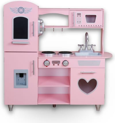 Rijoka Houten Speelkeuken - Roze met Hart - Kinderkeuken - 85x33x89cm - Krijtbord en ijsbekerhouder