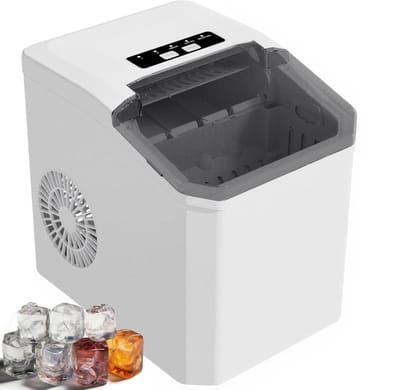 Aanrecht IJsblokjesmachine - IJsmaker Portable - Drankjes Koelen - Zelfreinigend Systeem - 13 Liter Tank - Wit