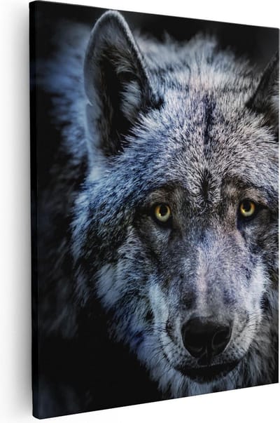 Artaza Canvas Schilderij Wolf - 80x100 cm - Groot - Wanddecoratie Dierenkop - Muurdecoratie Dieren - Schilderijen Op Canvas