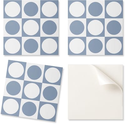 Zelfklevende tegels met print - Perfect voor de keuken: geometrische cirkels in een raster van 9x30x30 cm