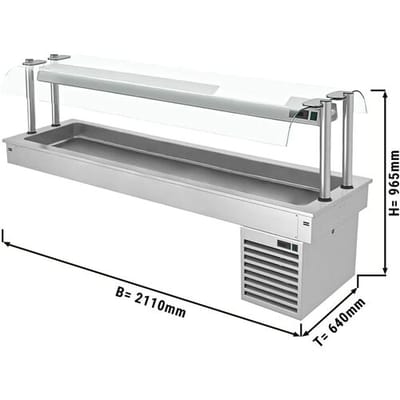 GGM Gastro Einbau Kühlwanne - 2100mm - +2 bis +8 °C - 6x GN 1/1 - 410 Watt- mit Glas-Hustenschutz Zilver