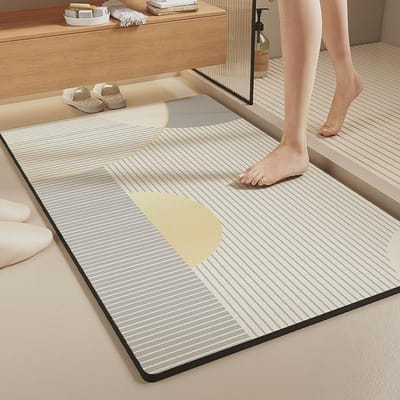 Tapis de sol en boue de diatomée, tapis de sol de salle de bain résistant à la saleté, tapis absorbant l'eau à séchage rapide haut de gamme, tapis antidérapant de salle de bain, tapis de pied facile à entretenir 50 * 80Cm