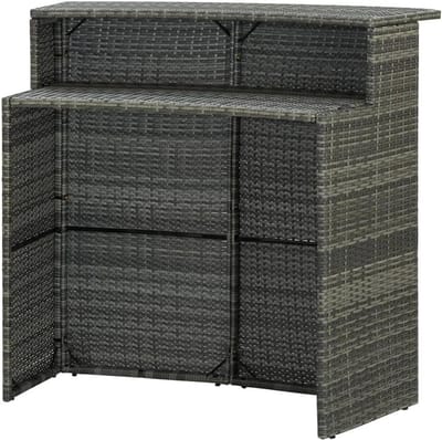 Gebogen Bartafel - Hoge Tafel - Buiten Genieten - Twee Legplanken - 120 x 55 x 110 cm - Grijs