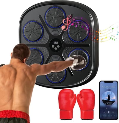 Boxing Machine - Boksmachine - Muzikale Boxmachine - LED, Elektronische Slimme Bluetooth Muziek Boxapparaat, Muurmontage Verstelbare Installatiedikte, met Handschoenen, Geschikt voor Volwassenen en Kinderen