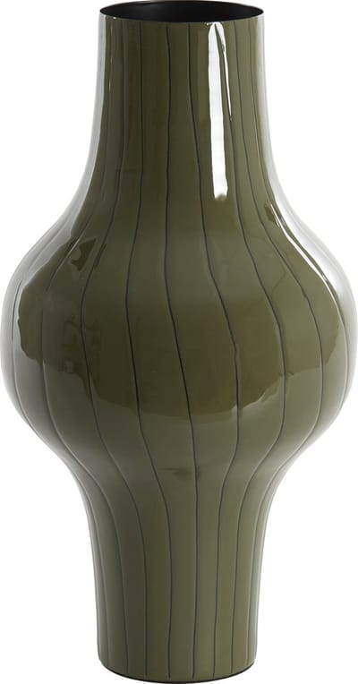 Light&living Vaas deco Ø22x40 cm SINDO glanzend donker olijf groen+zwart
