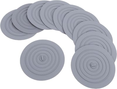 Siliconen Afvoerplug - Badstopper Gootsteenstopper - Lekkages Voorkomen - Flexibel Zacht Materiaal - 10 Stuks - Grijs