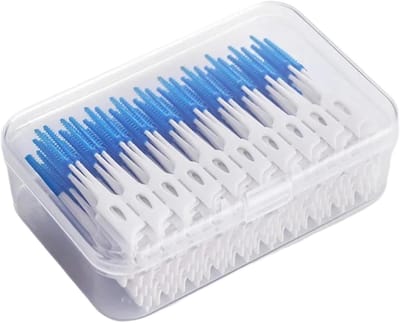 Interdentale borstels - Tandenstokers - Mondhygiëne verbeteren - Zachte siliconen borstels - 120 stuks - Blauw