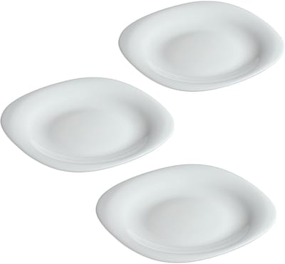 KADAX Witte dessertborden, vaatwasmachinebestendige bordenset, taartborden van versterkt glas, moderne ontbijtborden, dinerborden voor cake (wit/3 stuks)