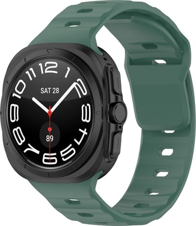 By Qubix - Compatible Samsung bandje - Solid Sportband - Donkergroen - Geschikt voor Samsung Galaxy Watch Ultra / Ultra 2 - 47mm