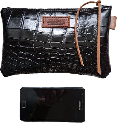 Toetie & Zo - Handgemaakte Etui - Leatherlook/Leer - Zwart - Glans - Telefoontas - Makeuptas - Pennenetui - Medicijnhoesje