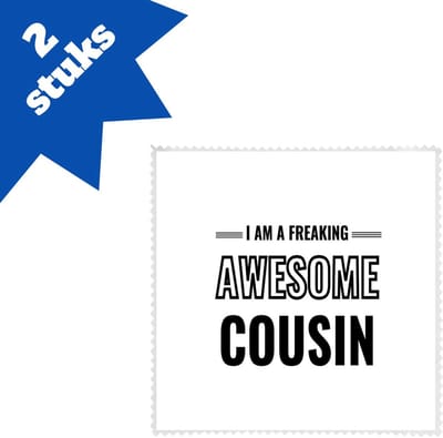 Akyol - i am a freaking awesome cousin brillendoekjes - Neef - de meest geweldigste neef - verjaardagscadeau - verjaardag - cadeau - cadeautje voor neef - neef artikelen - kado - geschenk - gift - 17,8 bij 17,8 cm - 2 stuks