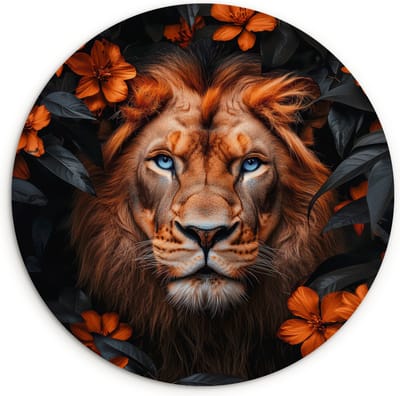 WallCircle® Wandcirkel 120x120 cm - Muurcirkel Leeuw - Dieren portret - Natuur - Bloemen - Dier - Muurdecoratie woonkamer - Wanddecoratie slaapkamer - Kamer decoratie accessoires - Ronde schilderijen XXL