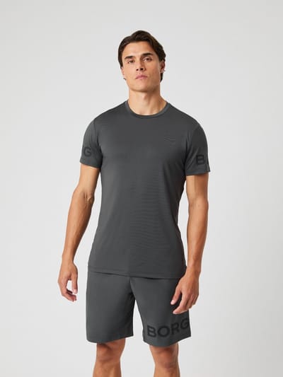 Björn Borg Sportshirt Heren Korte Mouw - Asphalt Grijs - Gerecycled Polyester - Maat M