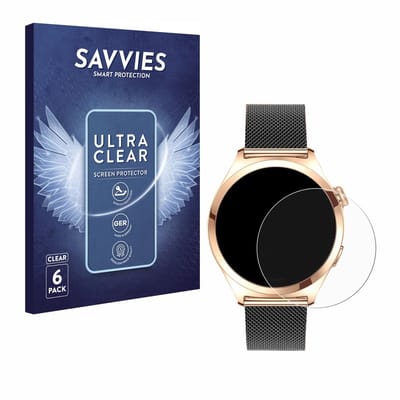 Savvies - Screenprotector voor Niolina Smartwatch 1.27" - Folie Beschermfolie transparant 6 Stuks