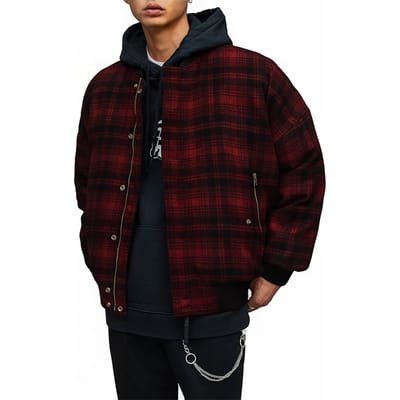 AllSaints Stan Bomber Red/black Größe: XS | Bomberjacken Outlet | Herren | Rot