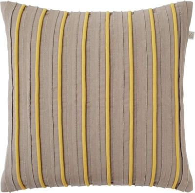 Dutch Decor MEDRA - Kussenhoes 45x45 cm - taupe - geel - bruin - beige - streepjes - 100% katoen - met rits