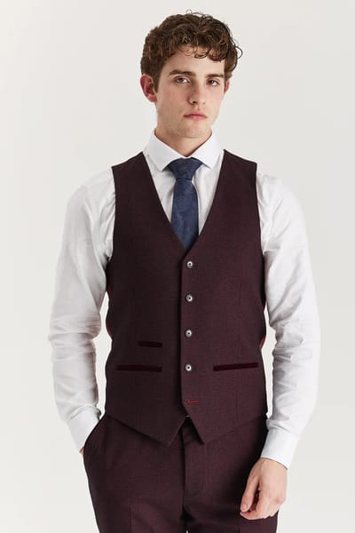 Heren wijnpakvest Prince of Wales formeel vest