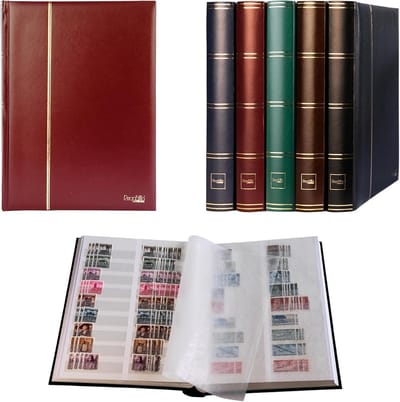 Postzegelalbum 60 Pagina's - 9 Rijen - Gepolijst Leren Cover - 23x30.5 cm