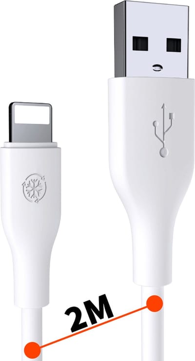 Geschikt voor iPhone - Kabel - 12W Quick Charge - 2 Meter - Datakabel - Snoer - Oplader - Duurzaam TPE Materiaal