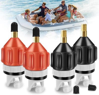 SUP Pompadapters - Ventiel Adapters - Water Sport Uitrusting - Set van Vier - Compact Formaat - Oranje Zwart