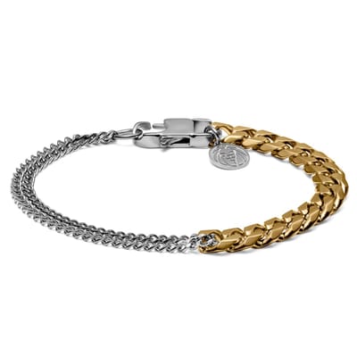 Carlos Amager Zilver- en goudkleurige Curb-schakelarmband