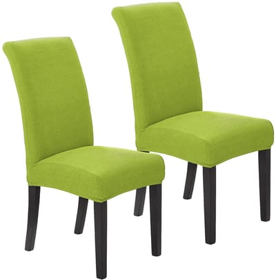 Stoelhoezen voor eetkamer, set van 2, rekbare eetkamerstoelhoezen, getextureerde jacquard keukenstoelhoezen, stijlvolle decoratie voor thuis en banket (appelgroen, 2 stuks)
