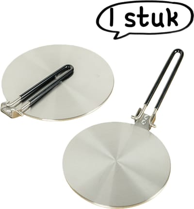 1 stuk - Warmtegeleidingsplaat voor inductiekookplaat - Warmtegeleidingsplaat van roestvrij staal voor braadpan/glazen pot - Warmtegeleidingsplaat voor gasfornuis met inklapbaar handvat - Diameter 200 mm * lengte handvat 180 mm - Zilver