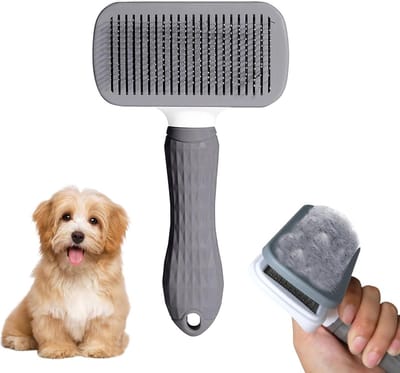 Efficiënte Huisdierborstel met Zelfreinigende Knop en Ergonomische Handgreep voor Alle Vachtlengtes