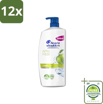 Head & Shoulders - Anti-Roos Shampoo - Apple Fresh - Pompflacon - 1000 ml - Voordeelverpakking - 12 stuks - Anti-Roos Shampoo - Roos shampoo