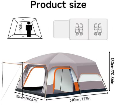 JOYNEXTBUY - Familietent 2 tot 4 personen - Kampeertent - Campingtent - Festivaltent - Waterdicht - Winddicht - Zonwering - Khaki