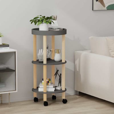 vidaXL - Trolley - 38x38x82cm - bewerkt - hout - en - massief - grenenhout - grijs