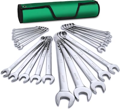 Combinatiesleutelset - Ringsleutelset Moersleutel - Reparaties Uitvoeren - 12-punts Box End Ontwerp - 6 tot 32 mm - Zwart en Groen