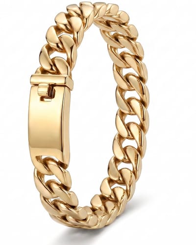 Armband Heren – Goudkleurige Schakelarmband Heren – Cuban Armband Heren – Stalen Armband Goud – RVS Armband Heren – Mauro Vinci®– 20CM