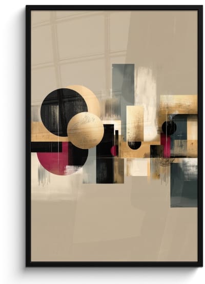 Poster in lijst - Fotolijst 80x120 cm - Posters - Abstract - Vormen - Beige - Texturen - Posterlijst zwart - Decoratie - Wanddecoratie woonkamer - Muurdecoratie slaapkamer