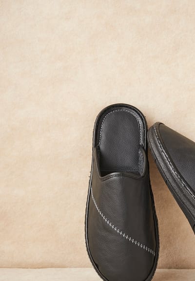 Damart - Muiltjes van generfd leer - Heren - Zwart - 44